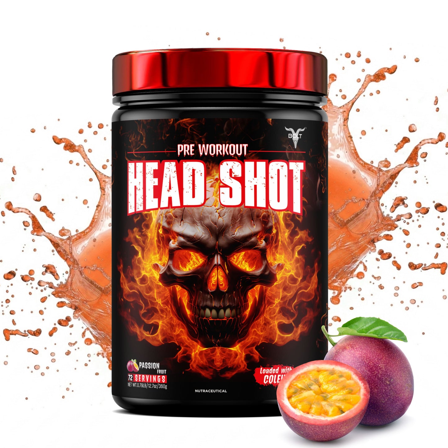 bolt headshot pre workout supplement passion fruit flavour