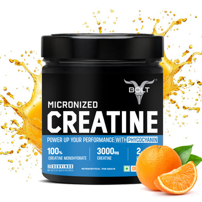 bolt micronized creatine 250g orange flavour