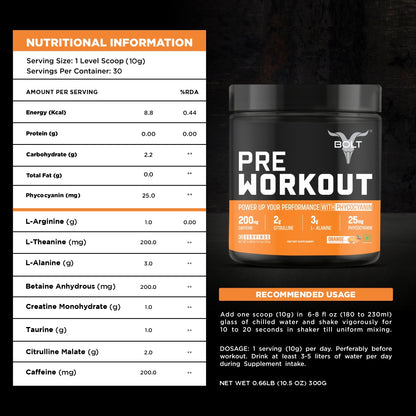 pre workout supplement natural, pre workout table, orange